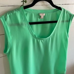 🍍J. Crew Neon Green Scoop Neck SS Top, Size 8